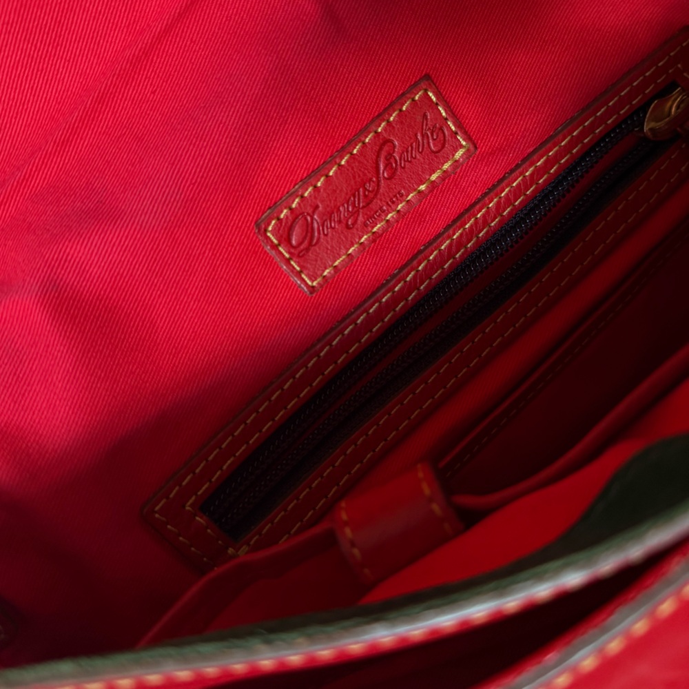 Dooney & Burke Florentine Vintage Flap Saddle Bag Crossbody in Red - Picture 7 of 9